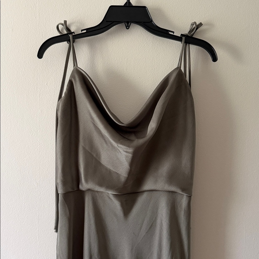Jenny Yoo Olive Green Satin Slip Dress - Picture 3 of 10